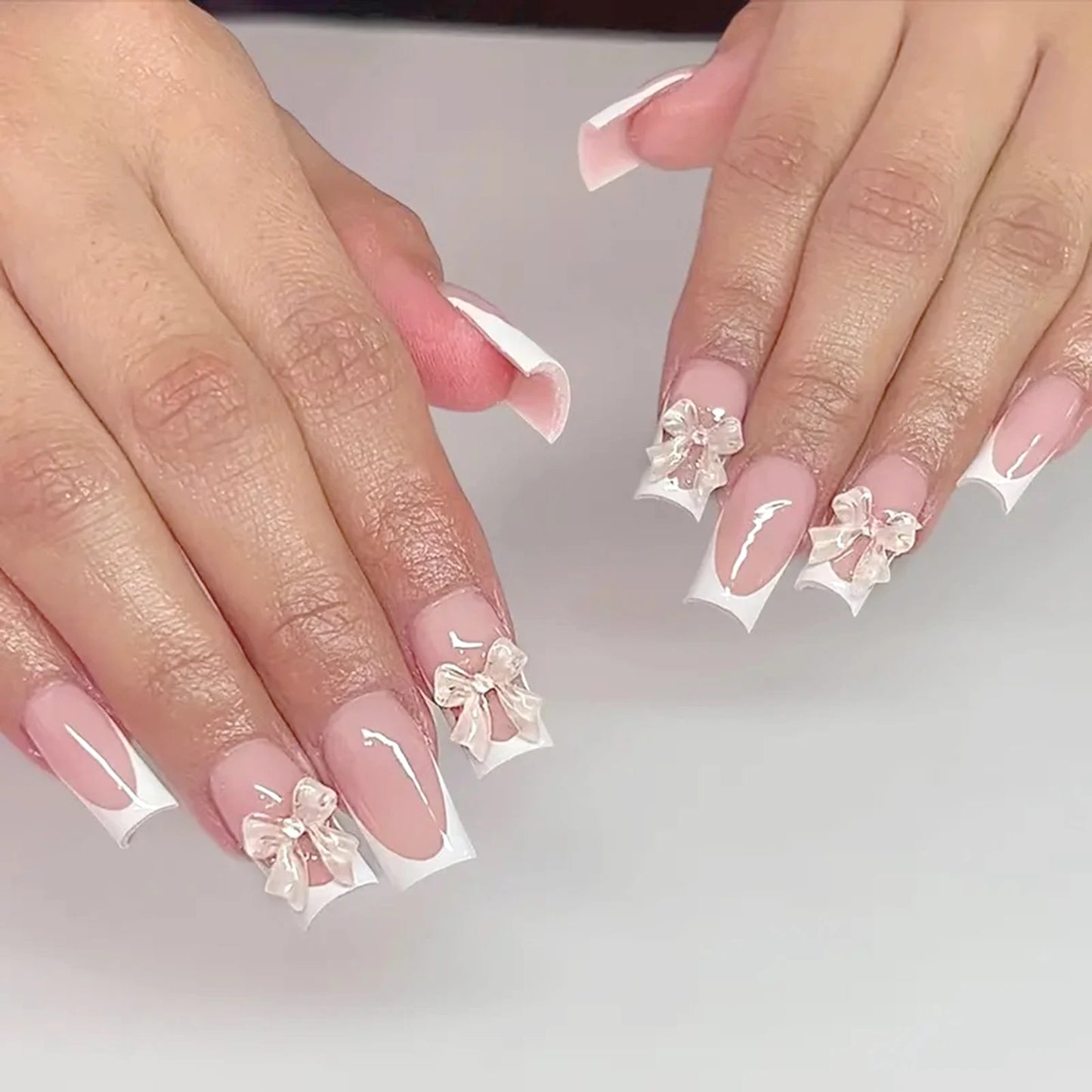 White French Press on Nails