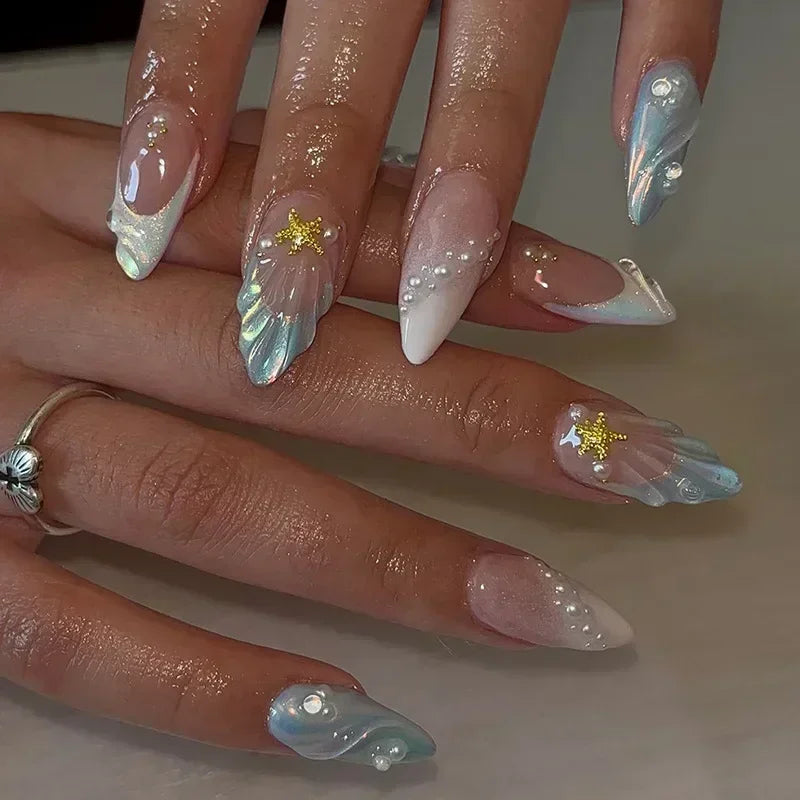 Butterfly Ballet with French Design Wearable False Nails