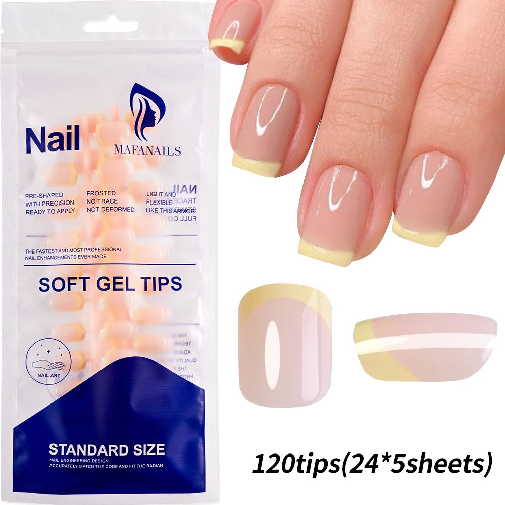 240/120Pcs Colorful French Short Square False Nails