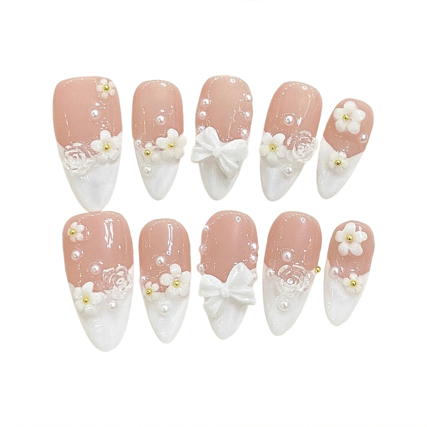French Style Handmade Artificial Manicure Nail