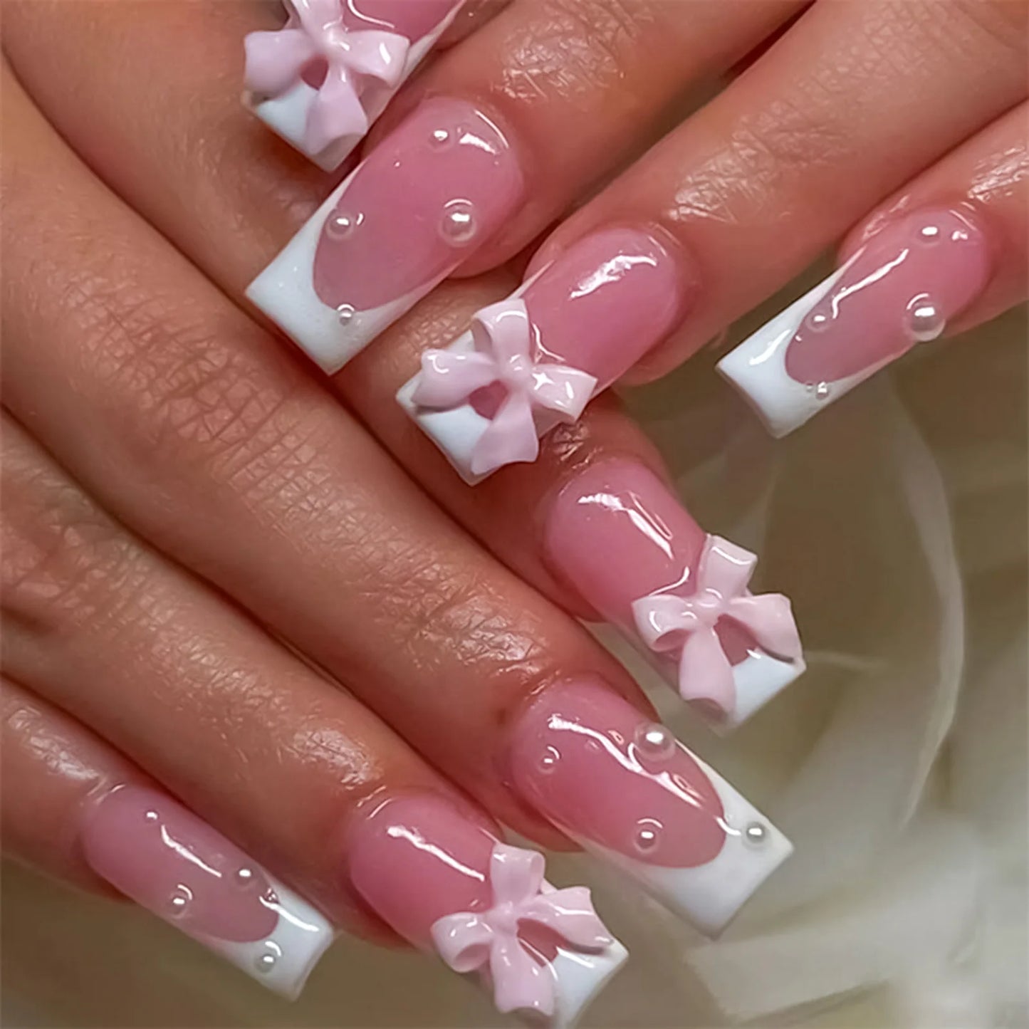 White French Press on Nails