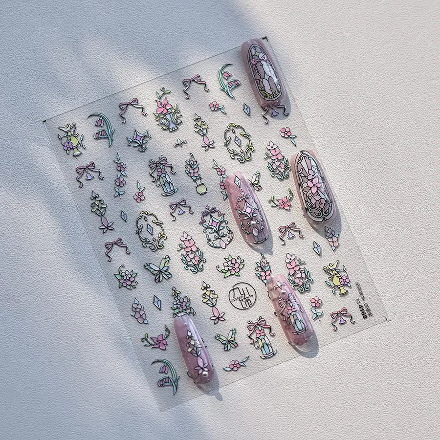 1piece high quality 5D glass fragment nail sticker