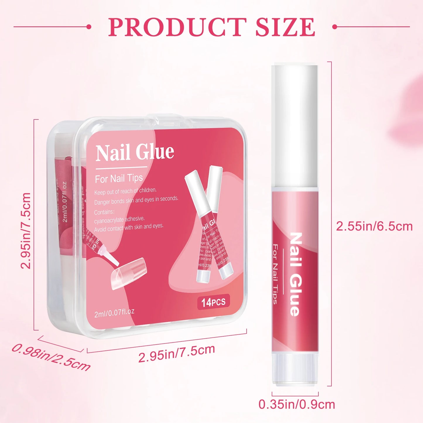 14PCS Acrylic Nail Glue for Press on Nails