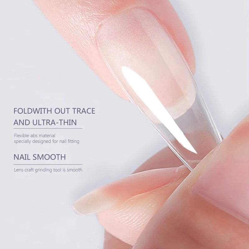 120Pcs Semi-Frosted Clear Coffin Press on Nails