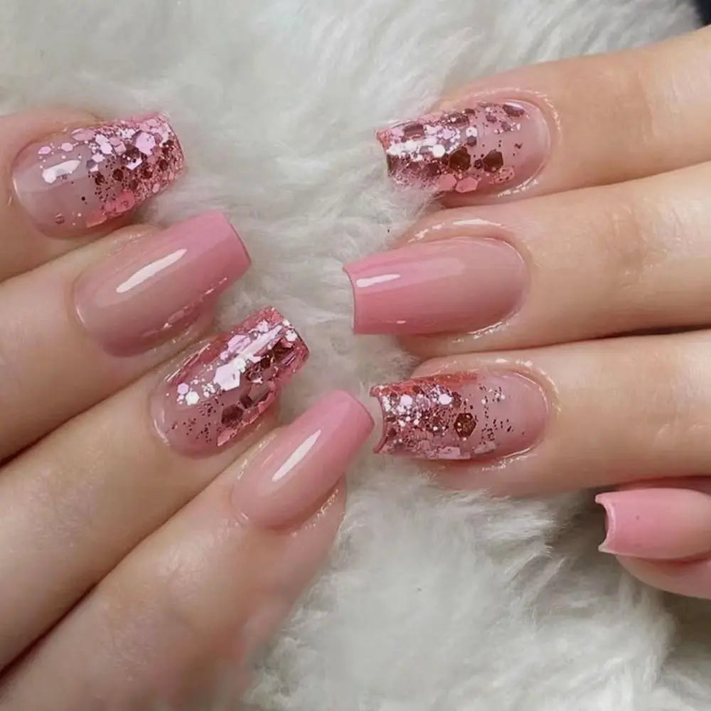 24pcs French Ballerina Waterproof Faux Gradient Nails