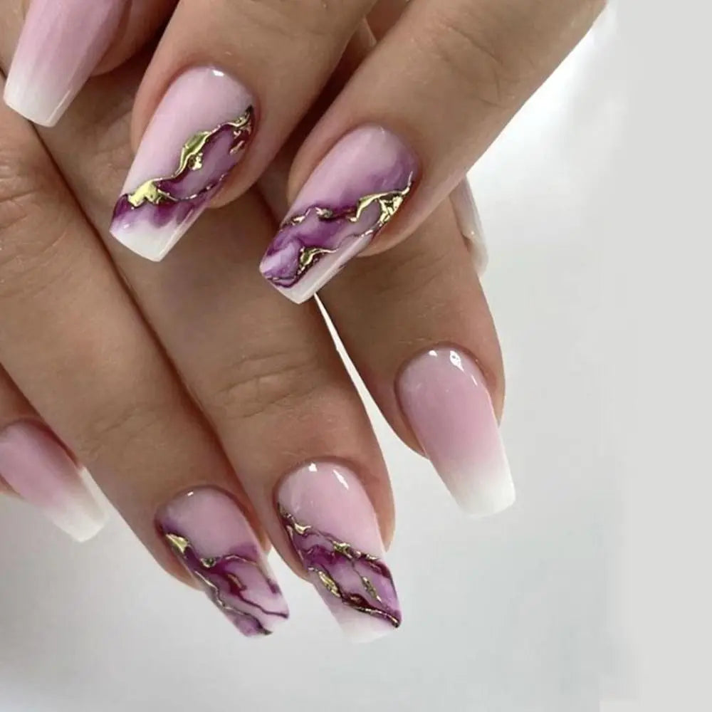 24pcs French Ballerina Waterproof Faux Gradient Nails