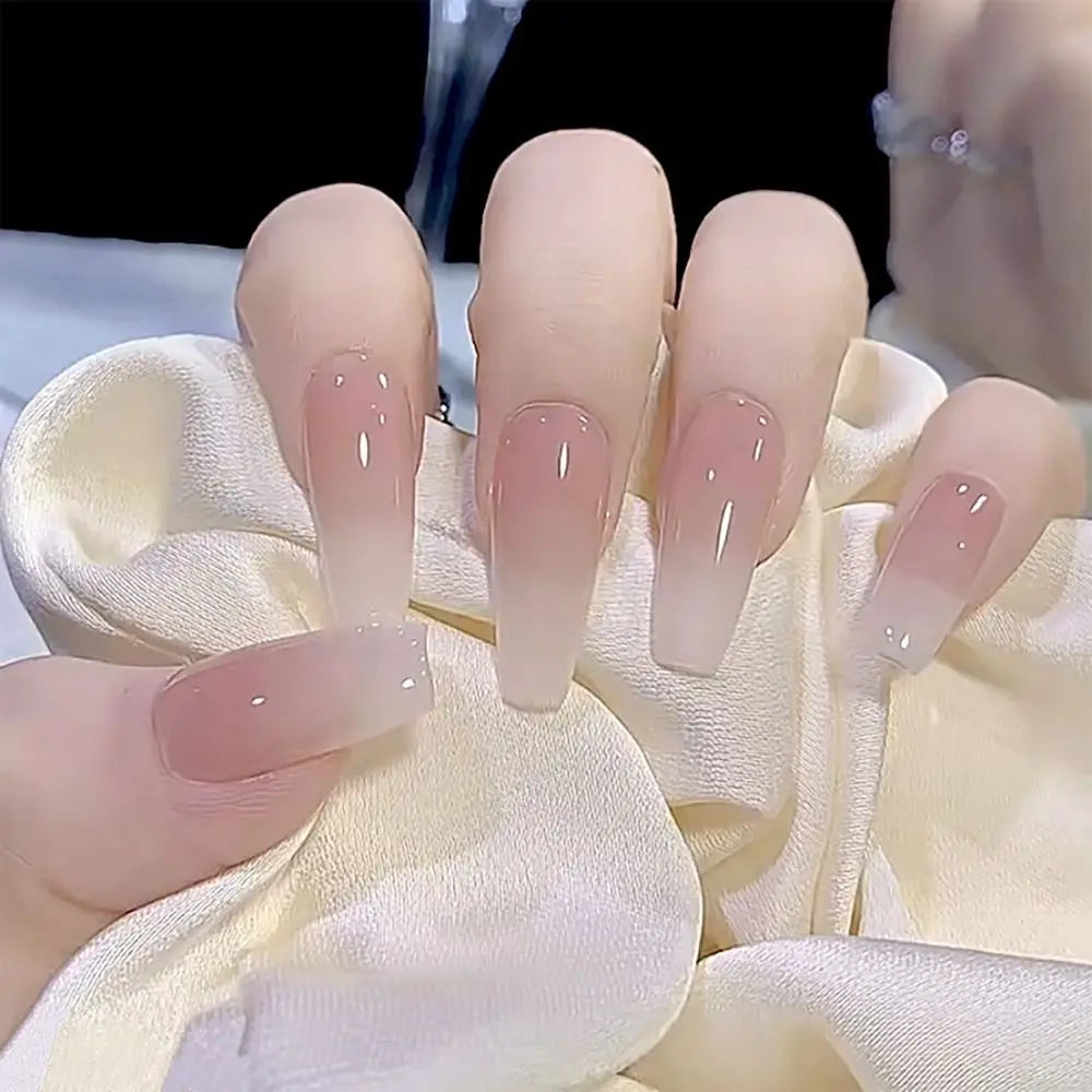 24pcs French Ballerina Waterproof Faux Gradient Nails