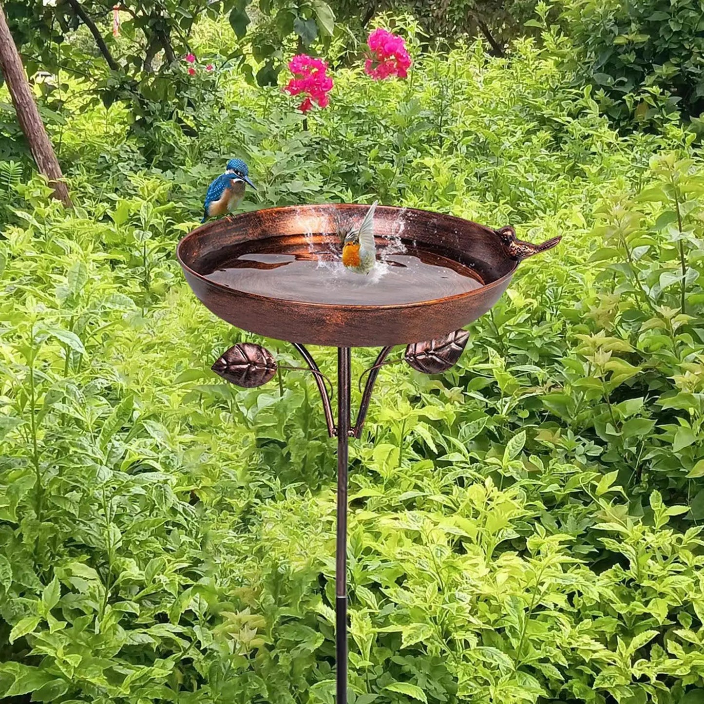 Standing Bird Bath, Bird Bath for Outdoor Garden Metal Bird Basin