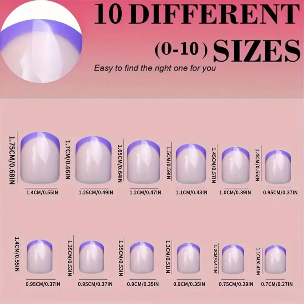 240/120Pcs Colorful French Short Square False Nails