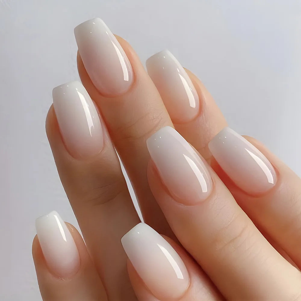24pcs French Ballerina Waterproof Faux Gradient Nails