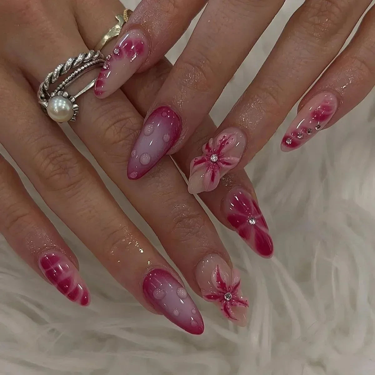 Butterfly Ballet with French Design Wearable False Nails