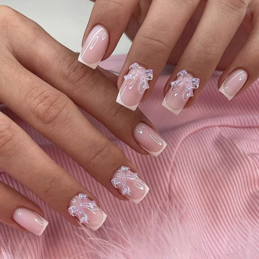 White French Press on Nails