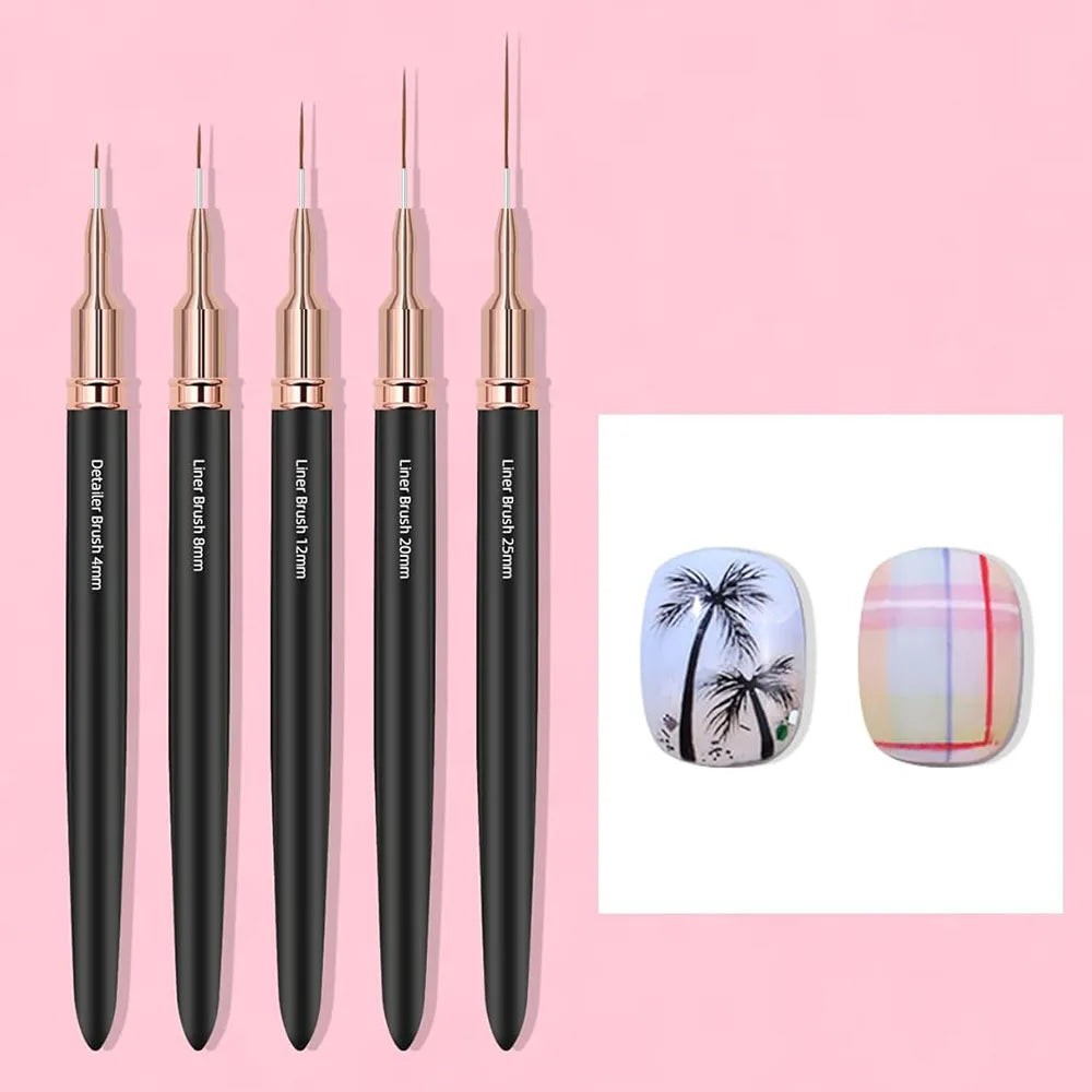 Black Nail Art Liner Brushes