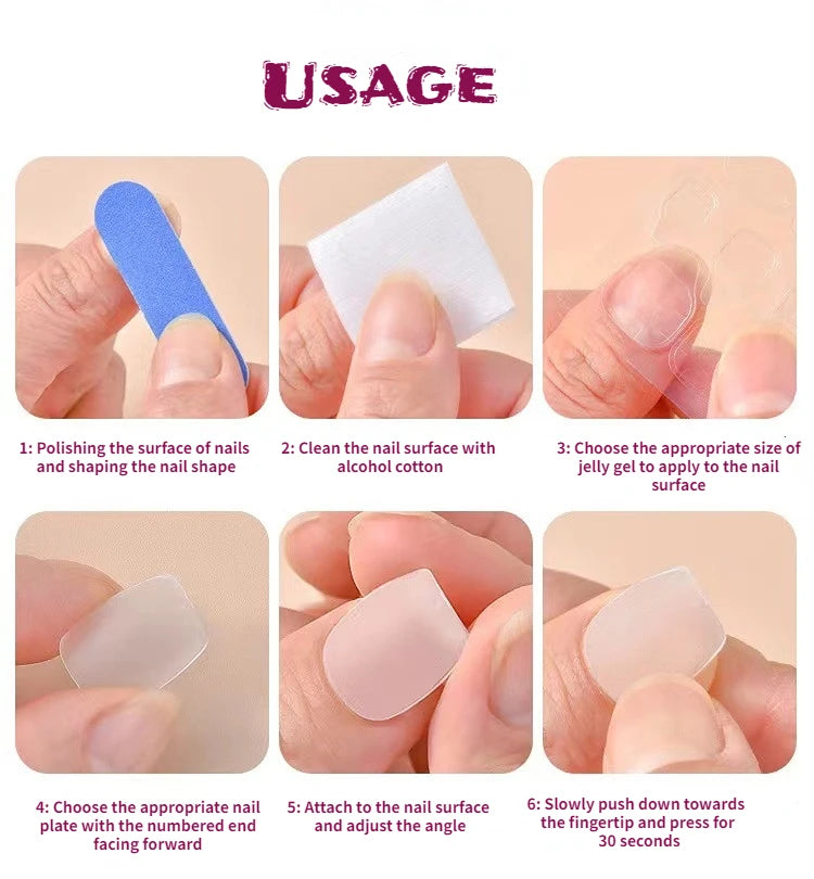 3D French Green Reusable Press On Nails