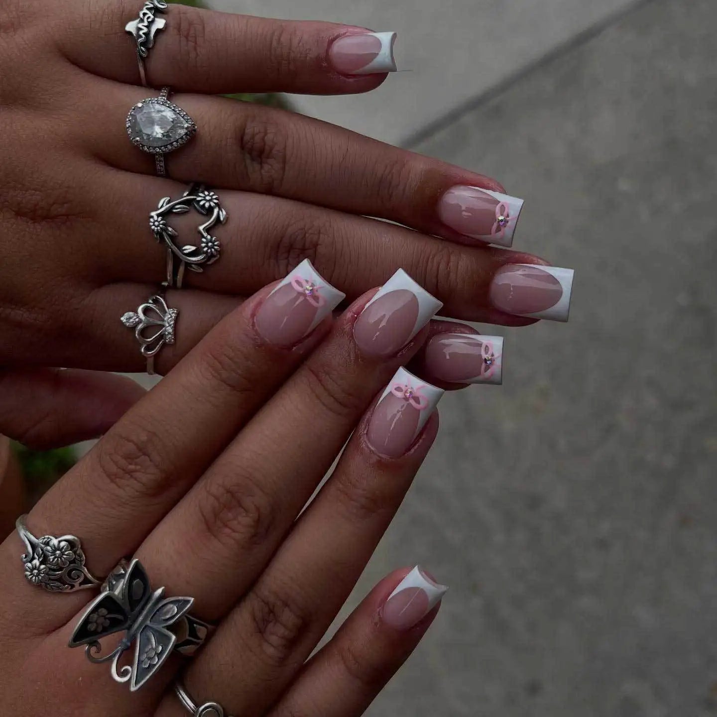 White French Press on Nails