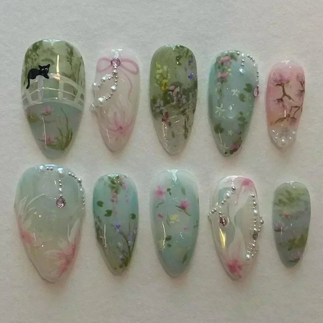 Butterfly Ballet with French Design Wearable False Nails