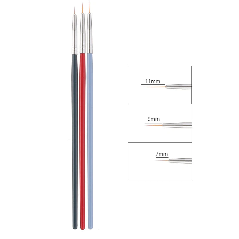3pcs/Set Acrylic French Stripe Nail Art Line Painting Pen