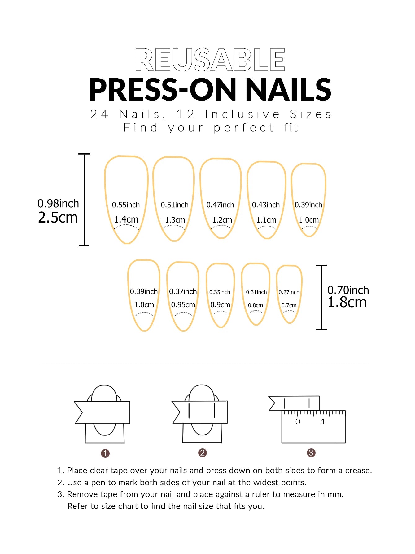 24pcs/set short square false nails for women