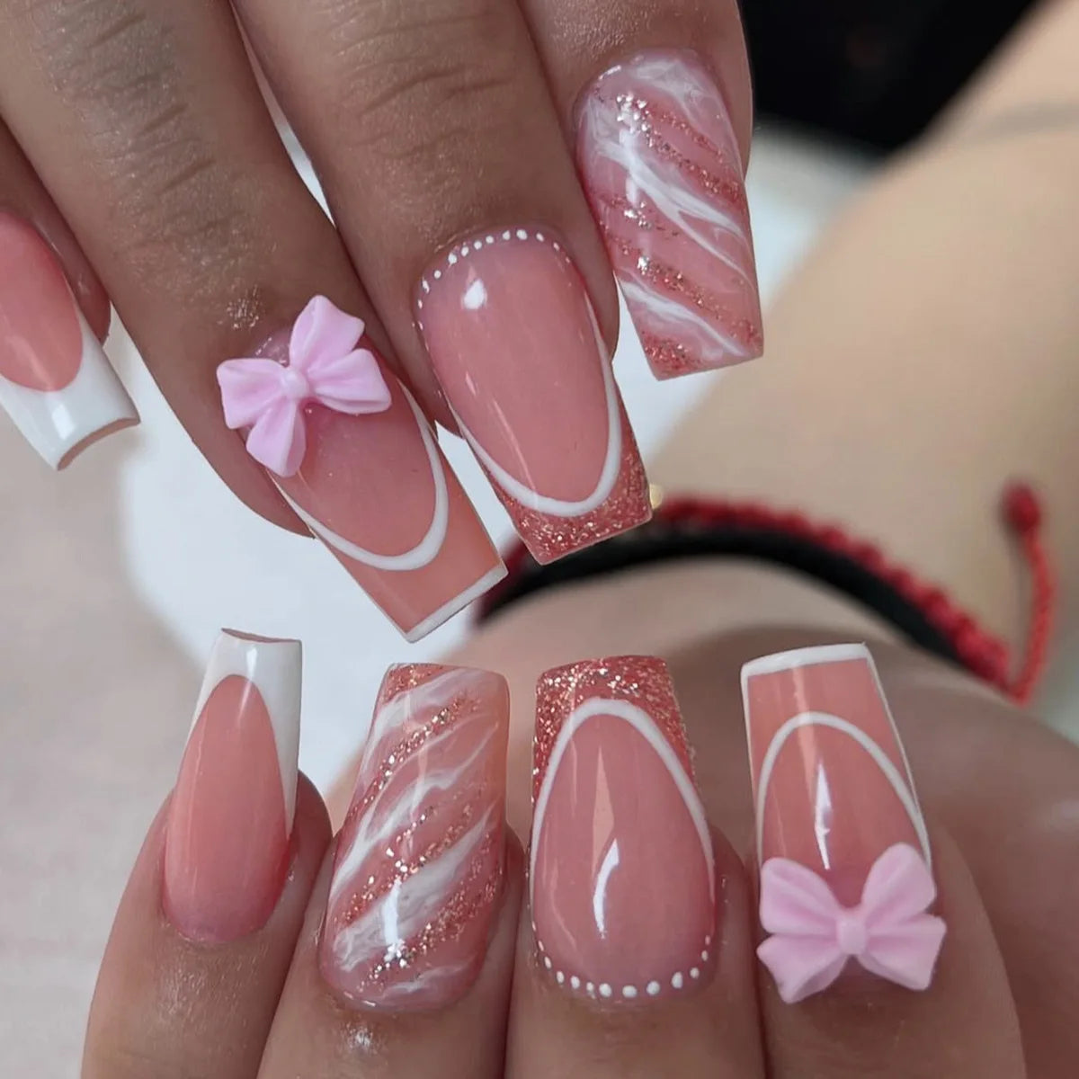 White French Press on Nails
