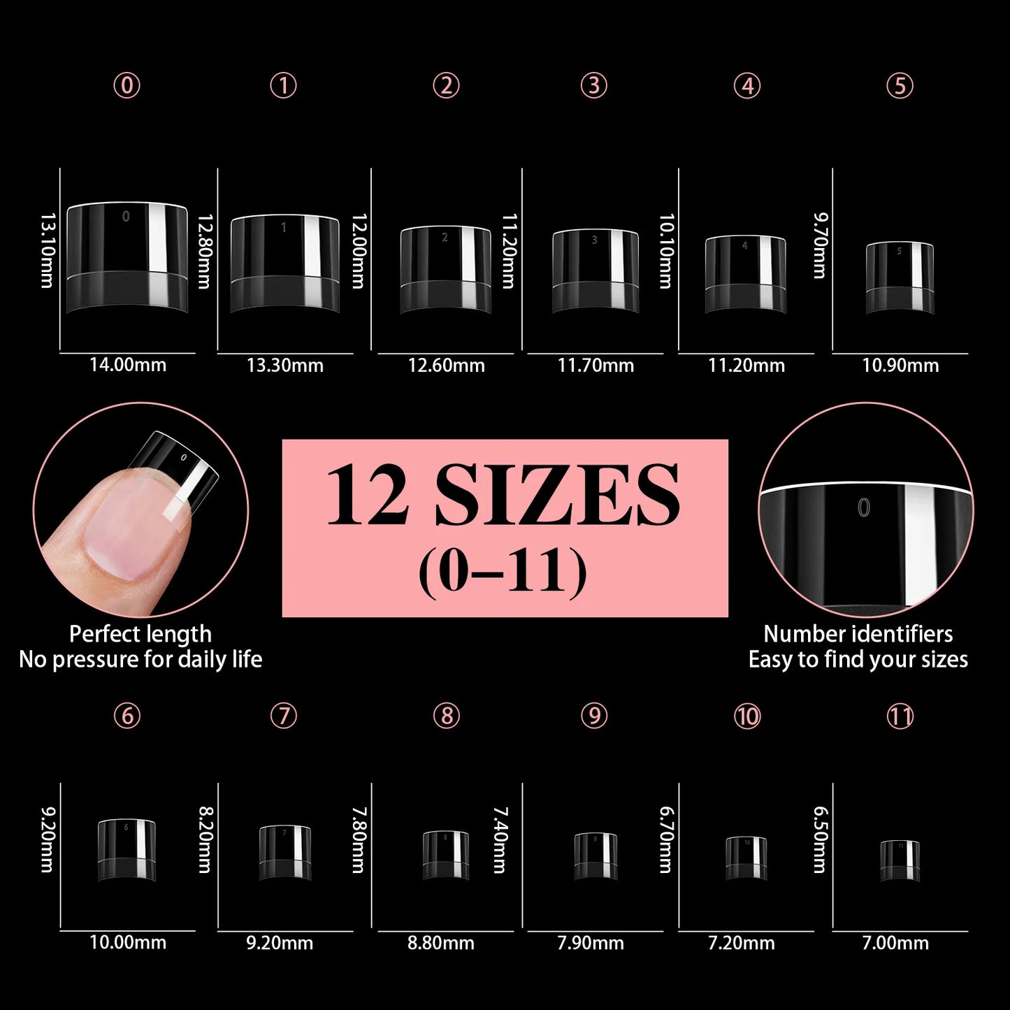 Ultra Short French Press On Acrylic Nails