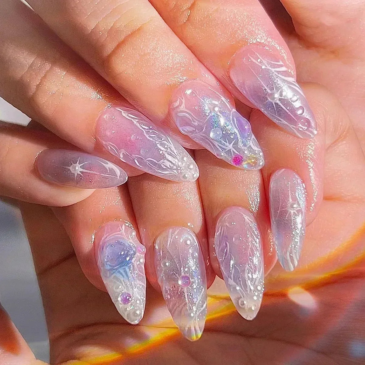 Butterfly Ballet with French Design Wearable False Nails