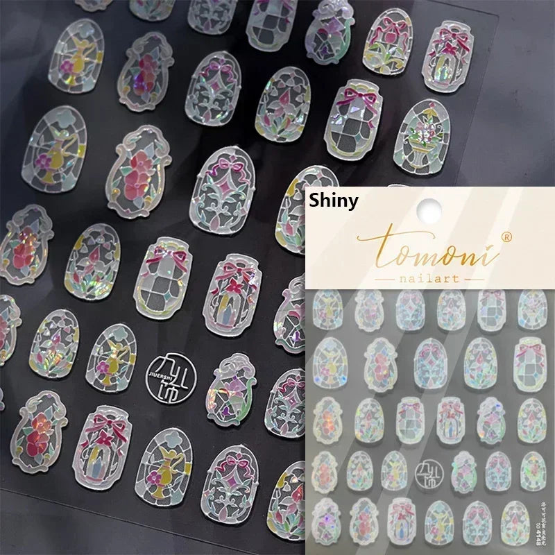 1piece high quality 5D glass fragment nail sticker