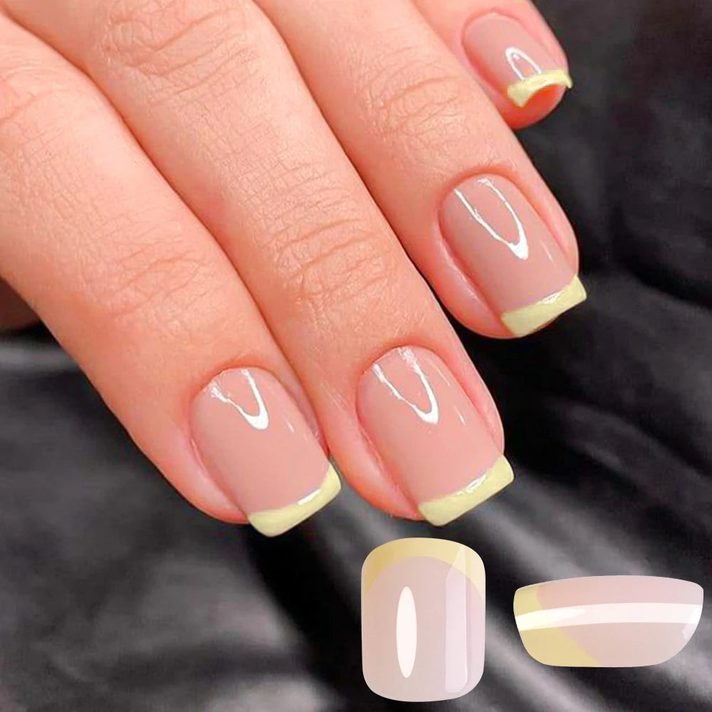 240/120Pcs Colorful French Short Square False Nails