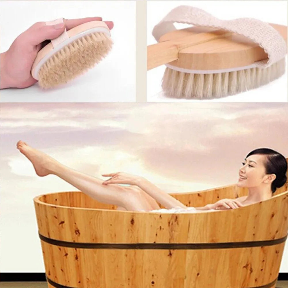 Natural Bath Brush with Long Wooden Handle