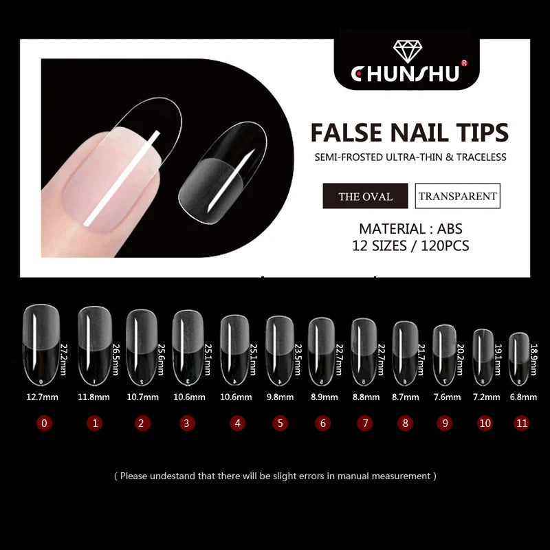 120Pcs Semi-Frosted Clear Coffin Press on Nails