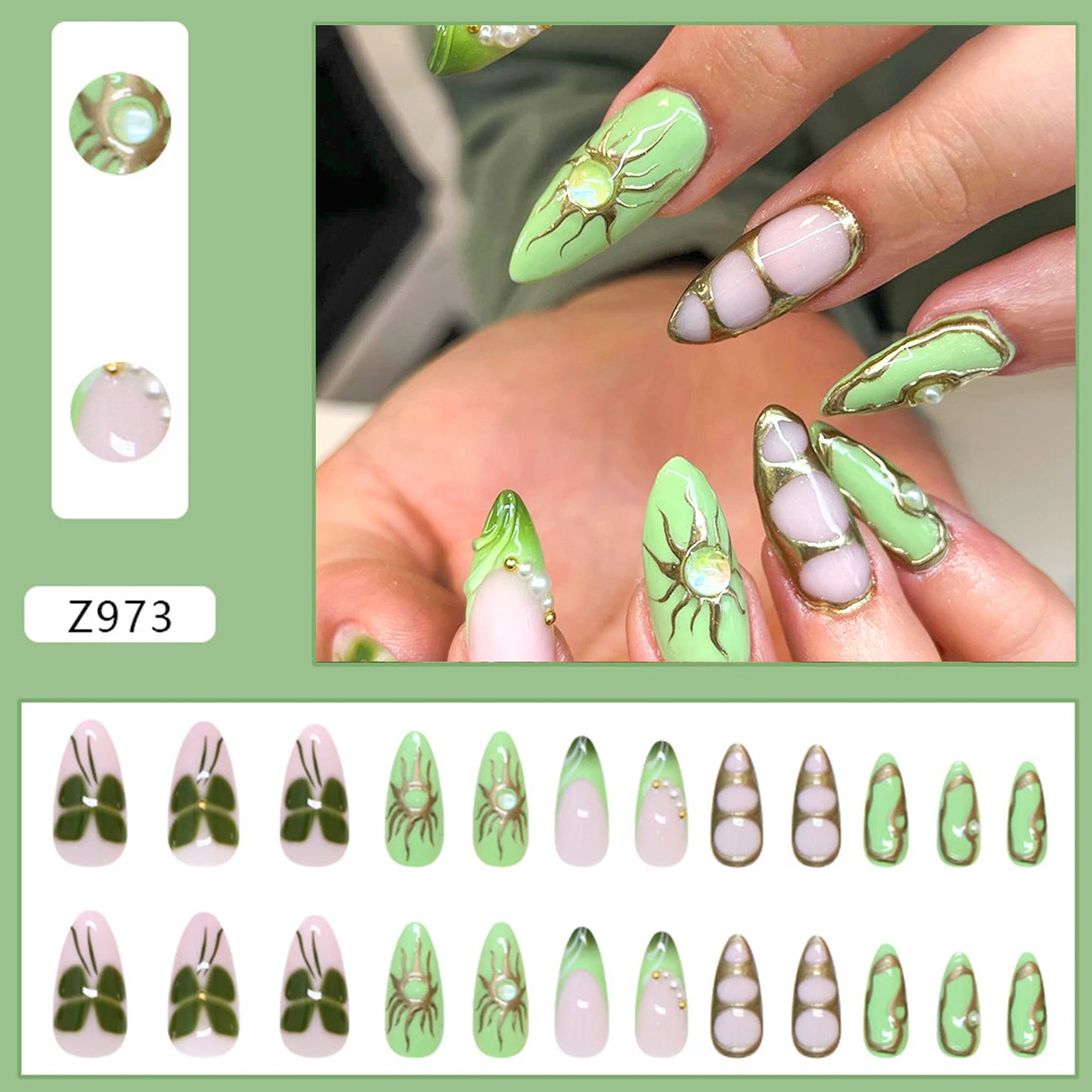 24pcs White Flower Press on Nail Tips