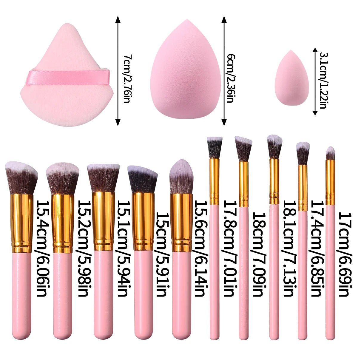 19 sets of pink makeup tools with high appearance standards
