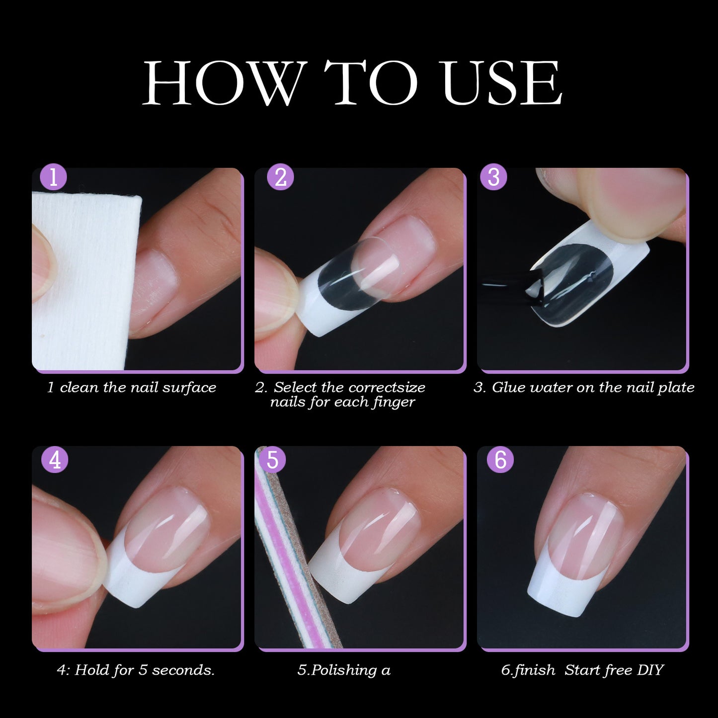 120pcs/box Acrylic French False Nails