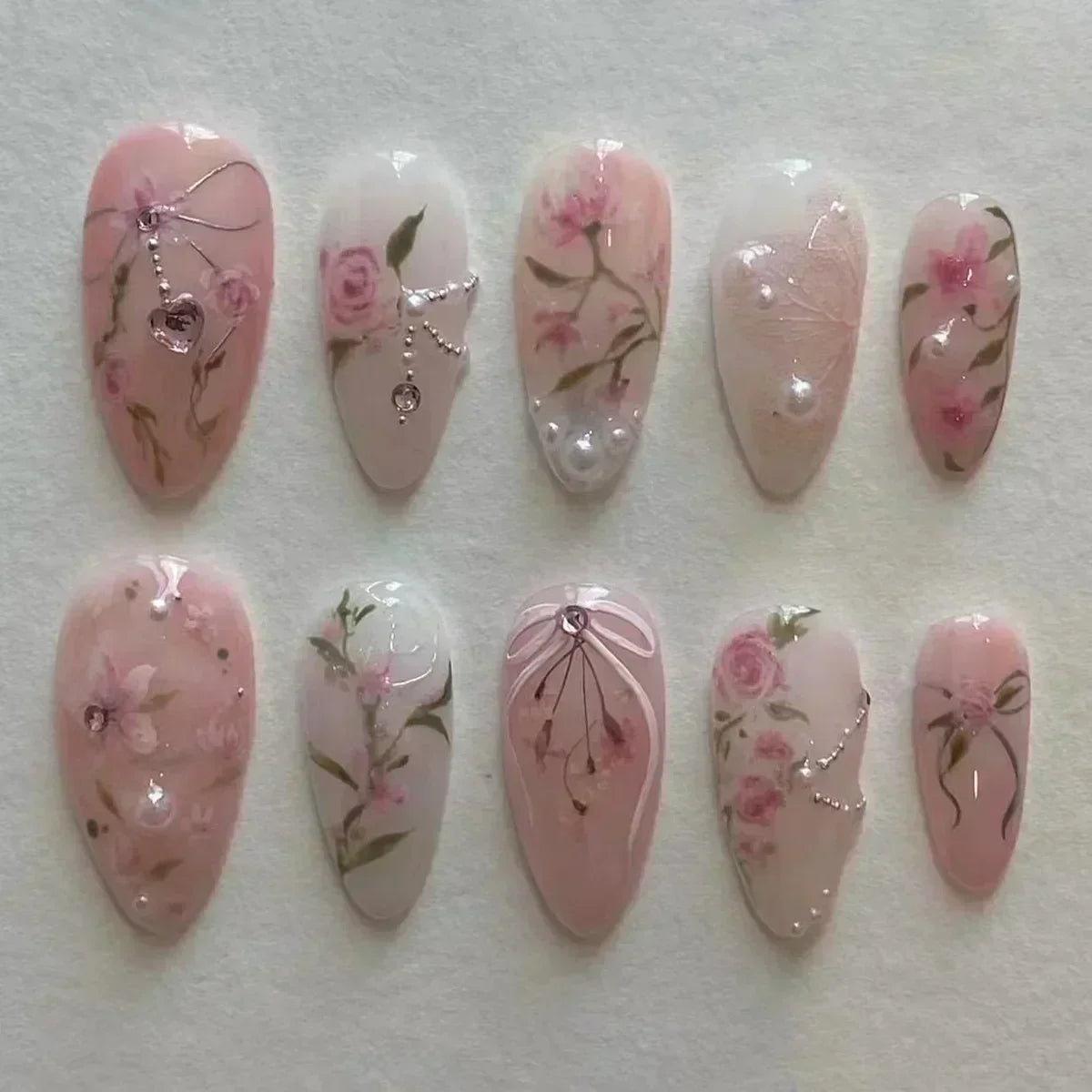 Butterfly Ballet with French Design Wearable False Nails