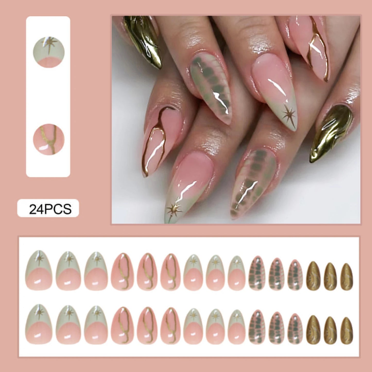 24pcs White Flower Press on Nail Tips