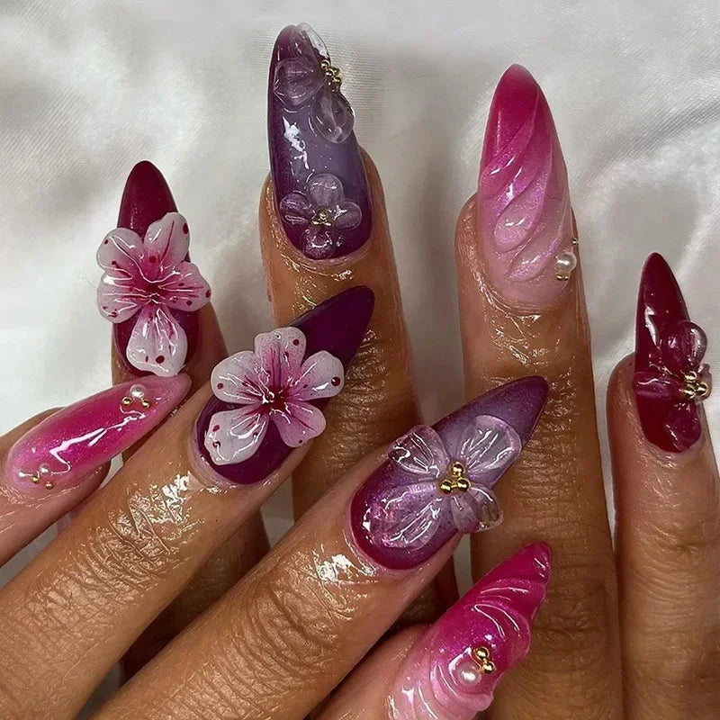 Butterfly Ballet with French Design Wearable False Nails