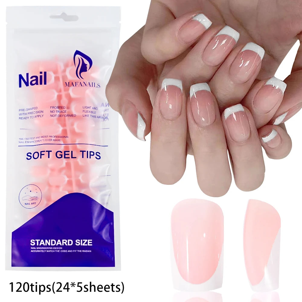 240/120Pcs Colorful French Short Square False Nails