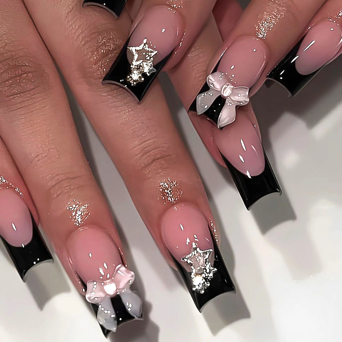 White French Press on Nails