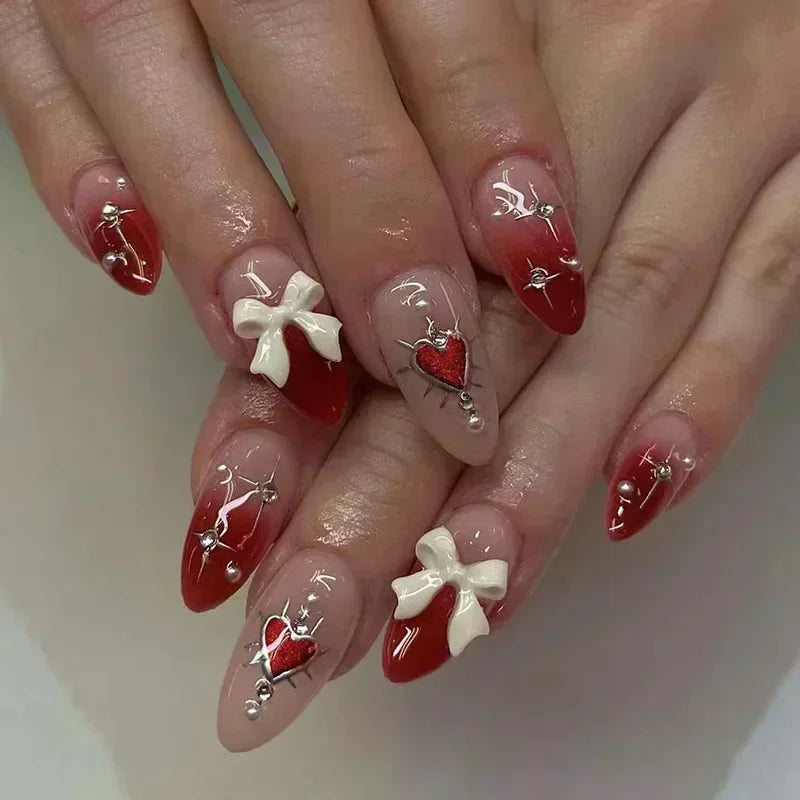 Butterfly Ballet with French Design Wearable False Nails