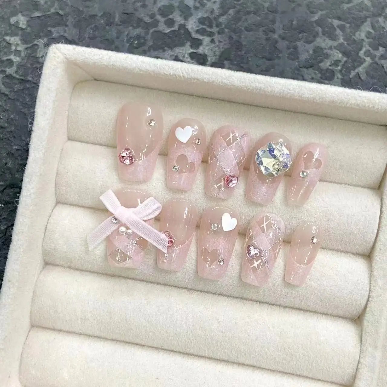 French Style Handmade Artificial Manicure Nail