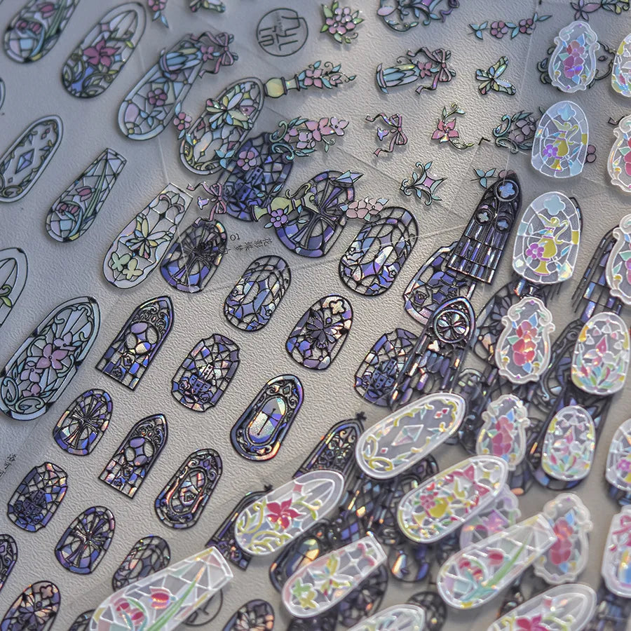 1piece high quality 5D glass fragment nail sticker