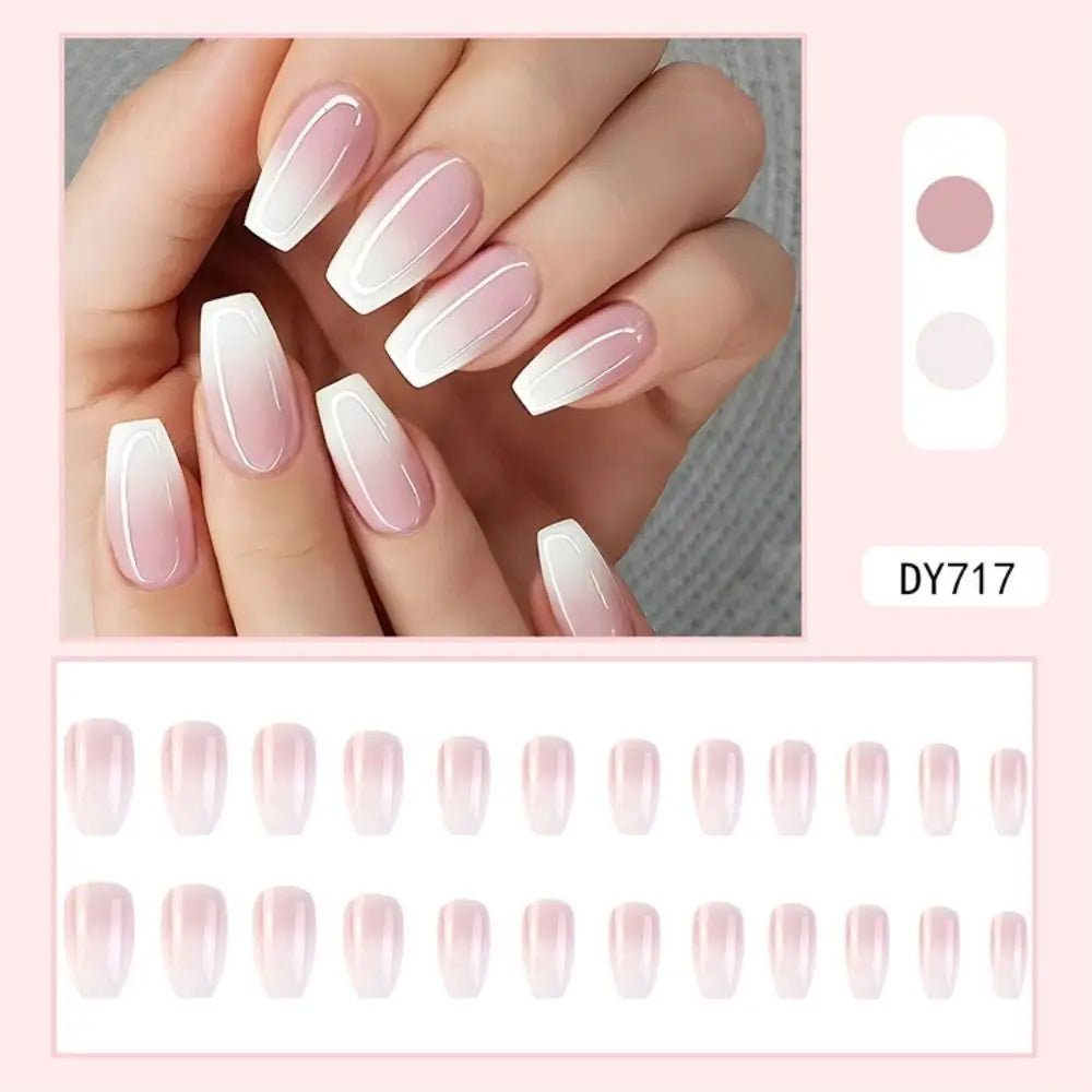 24pcs French Ballerina Waterproof Faux Gradient Nails