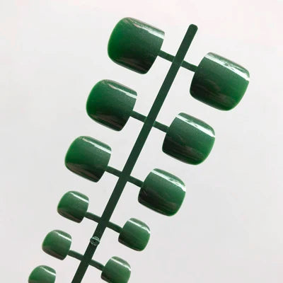 24ct/strip Foot Acrylic green Pearl Artificial Toenails and Finger nails