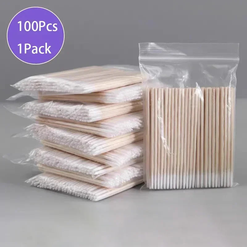 Nails Wood Cotton Swab Clean Sticks Bud