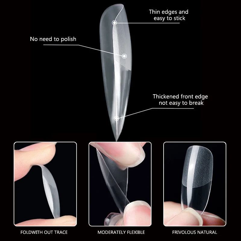 120Pcs Semi-Frosted Clear Coffin Press on Nails