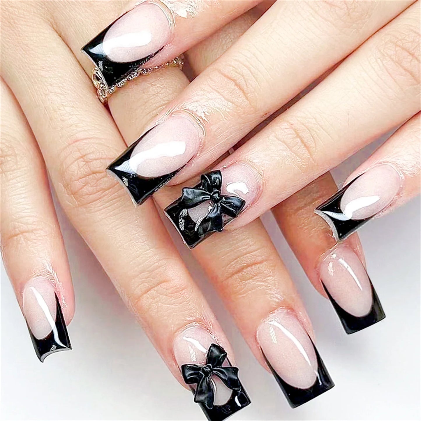 White French Press on Nails
