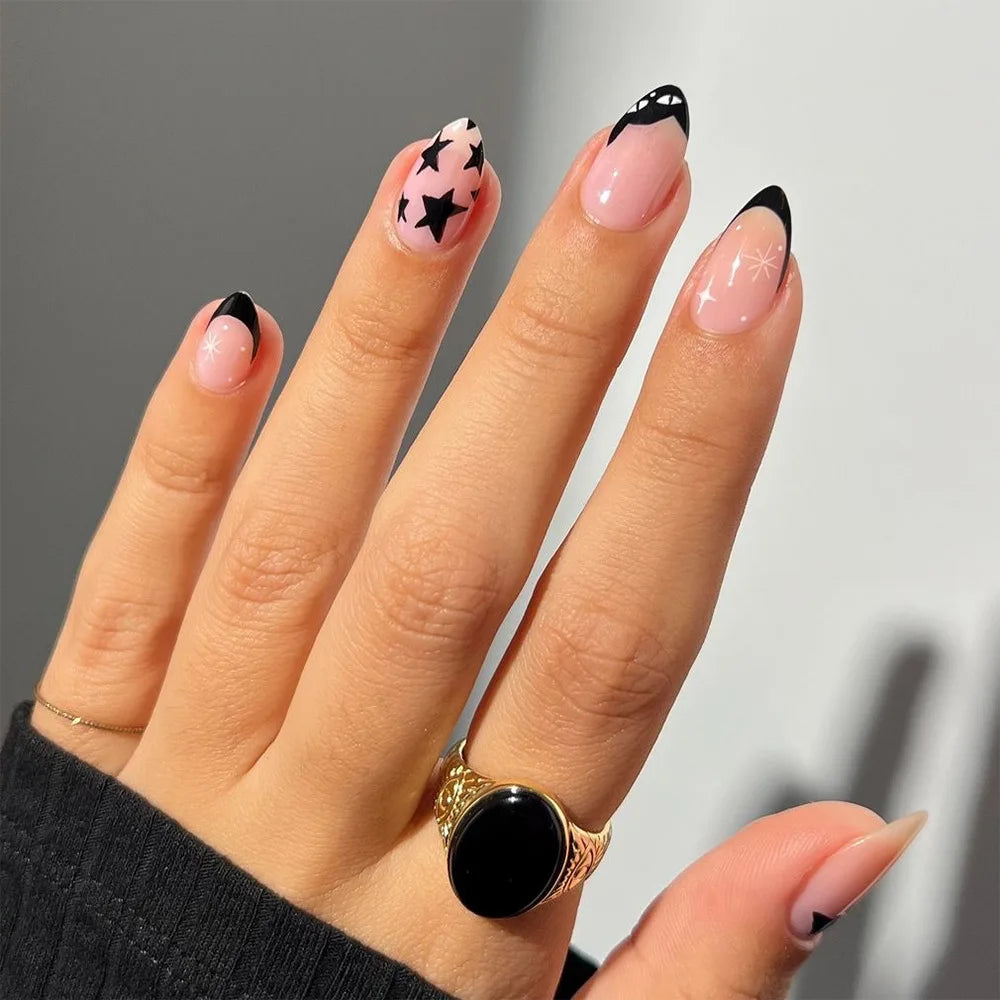 24pcs White Flower Press on Nail Tips