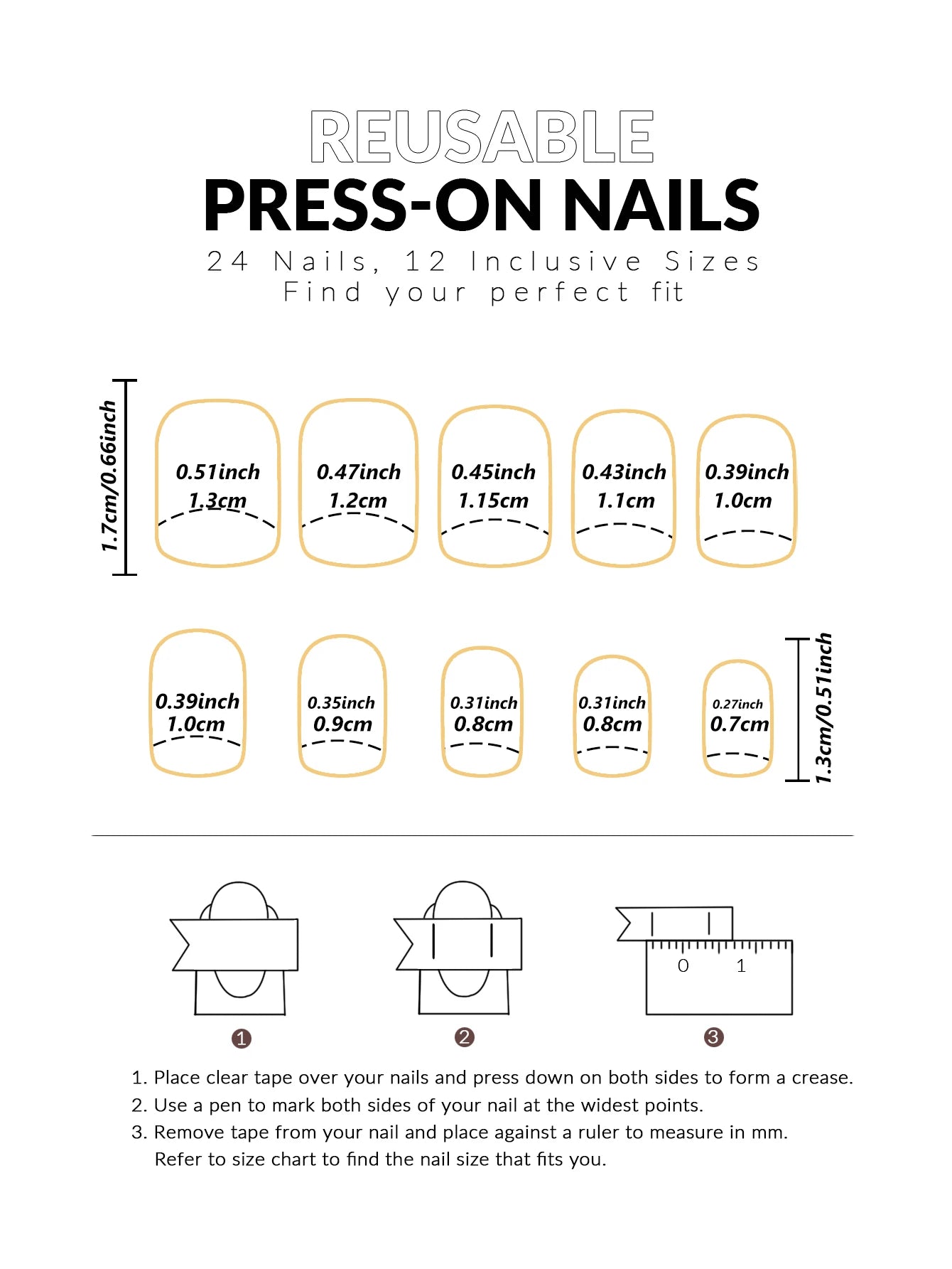 24pcs/set short square false nails for women