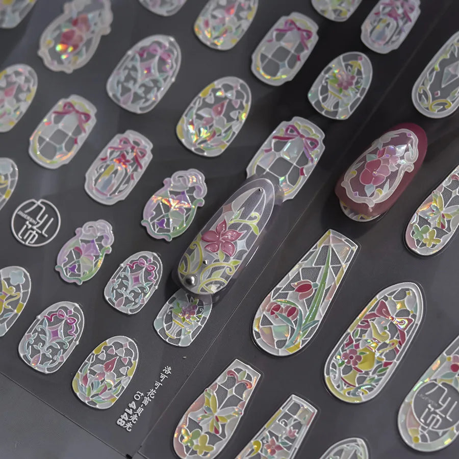 1piece high quality 5D glass fragment nail sticker