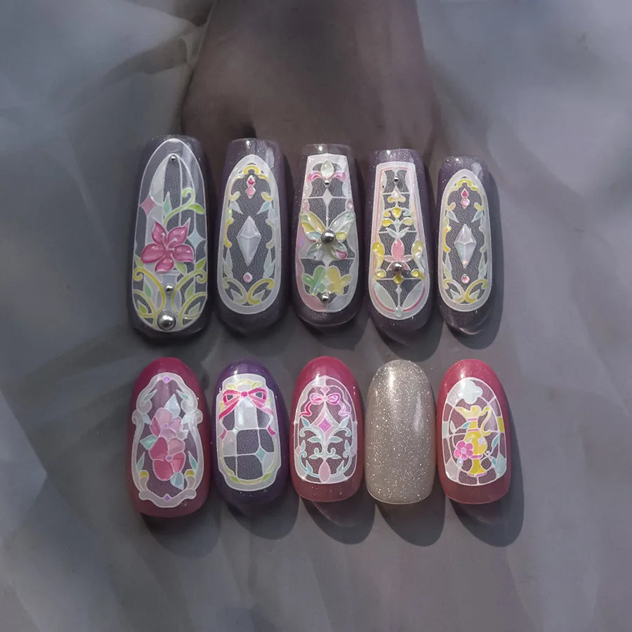 1piece high quality 5D glass fragment nail sticker