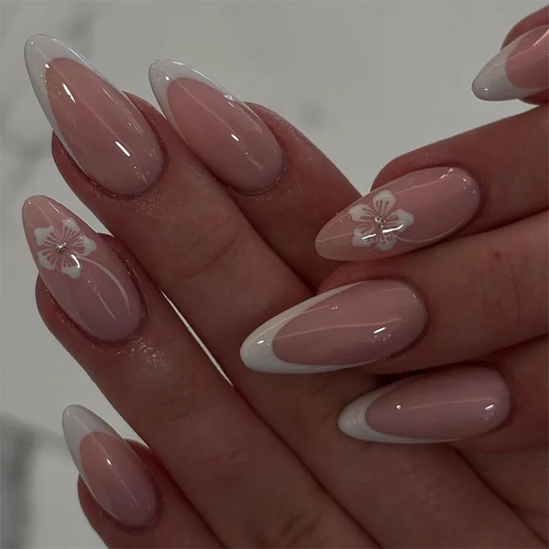 White French Press on Nails